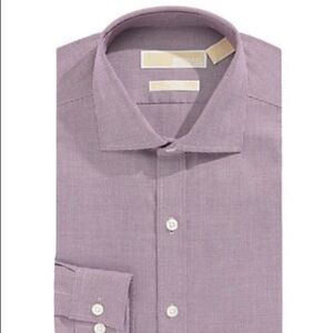 Michael Michael Kors Houndstooth Non-Iron Dress Shirt-BORDEAUX-15.5-34/35